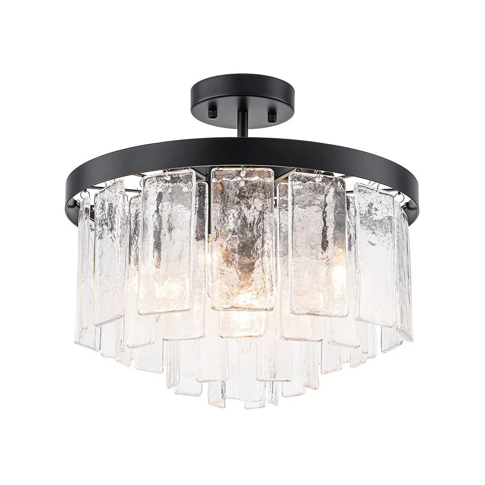 Tiered Hammered Water Glass Round Semi Flush Mount - Image 25
