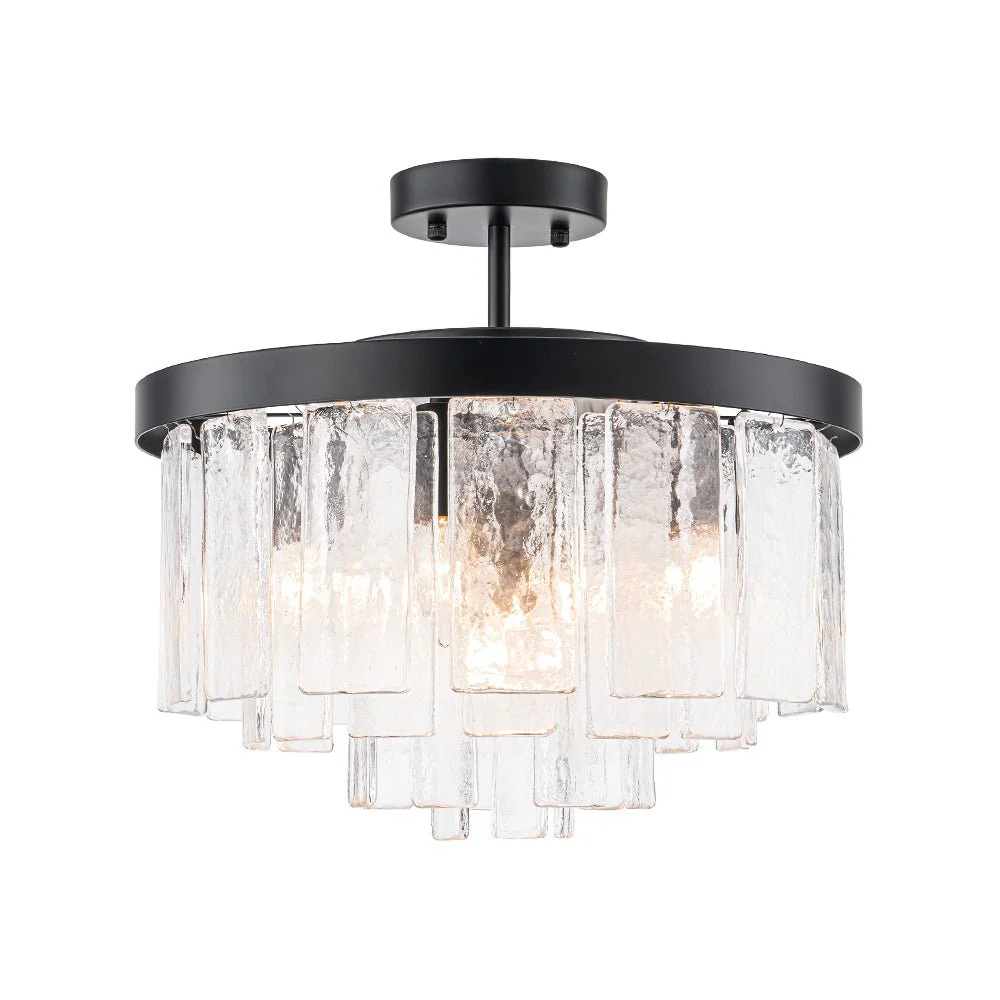 Tiered Hammered Water Glass Round Semi Flush Mount - Image 27