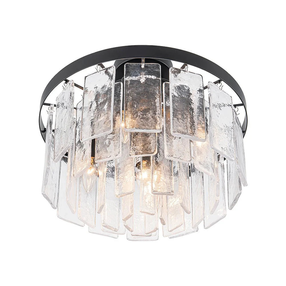 Tiered Hammered Water Glass Round Semi Flush Mount - Image 28
