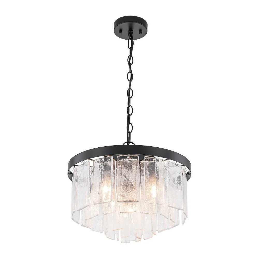 Tiered Hammered Water Glass Round Semi Flush Mount - Image 29