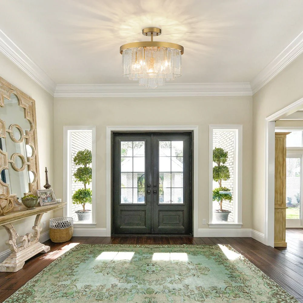 Tiered Hammered Water Glass Round Semi Flush Mount - Image 3