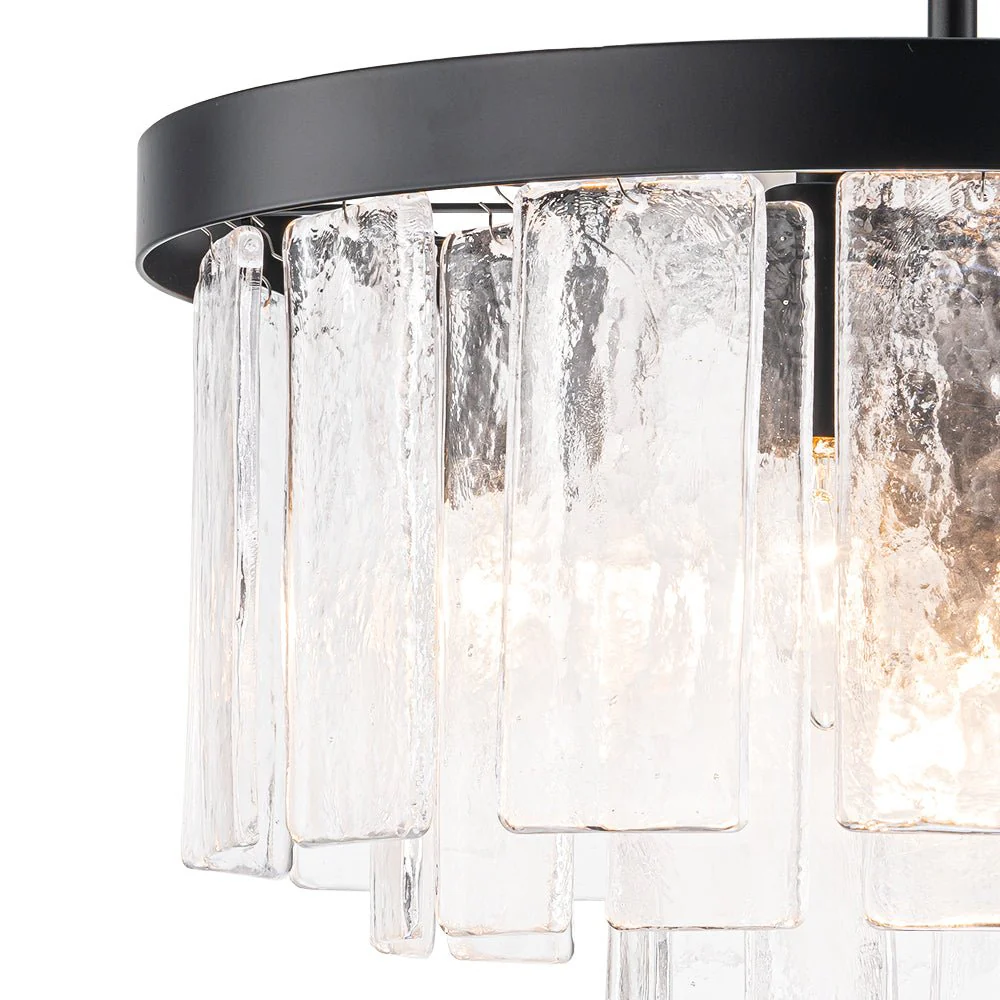 Tiered Hammered Water Glass Round Semi Flush Mount - Image 33