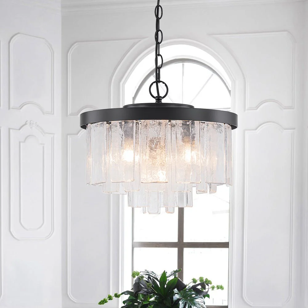 Tiered Hammered Water Glass Round Semi Flush Mount - Image 7