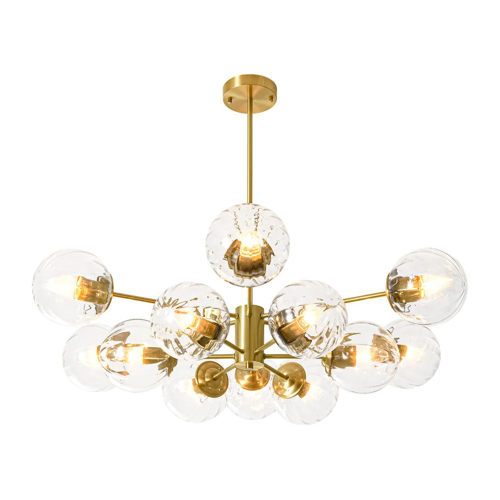 Tiered Ribbed Glass Globe Round Sputnik Chandelier - Image 10