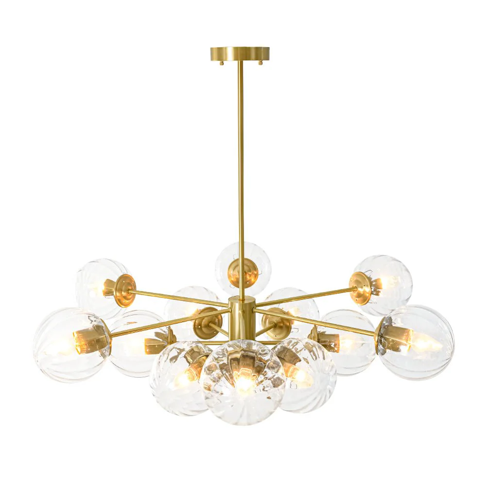 Tiered Ribbed Glass Globe Round Sputnik Chandelier - Image 11