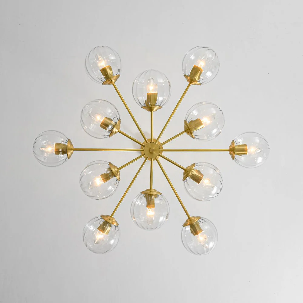 Tiered Ribbed Glass Globe Round Sputnik Chandelier - Image 12