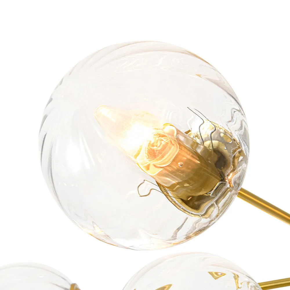 Tiered Ribbed Glass Globe Round Sputnik Chandelier - Image 13