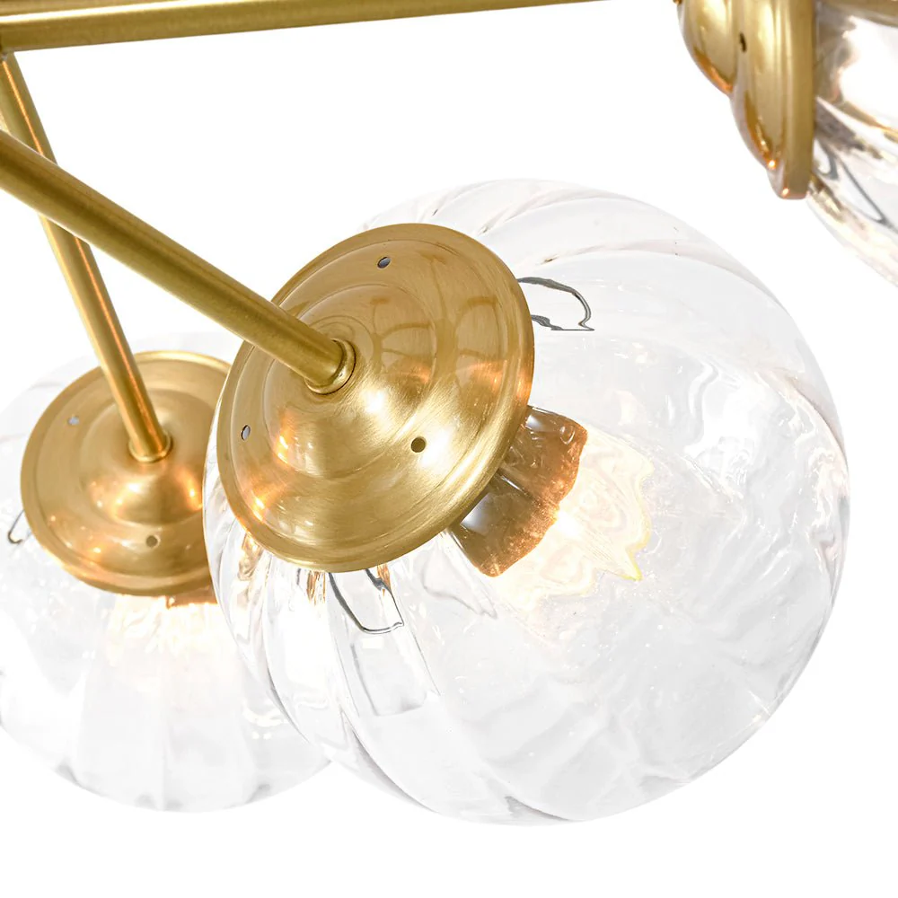 Tiered Ribbed Glass Globe Round Sputnik Chandelier - Image 15