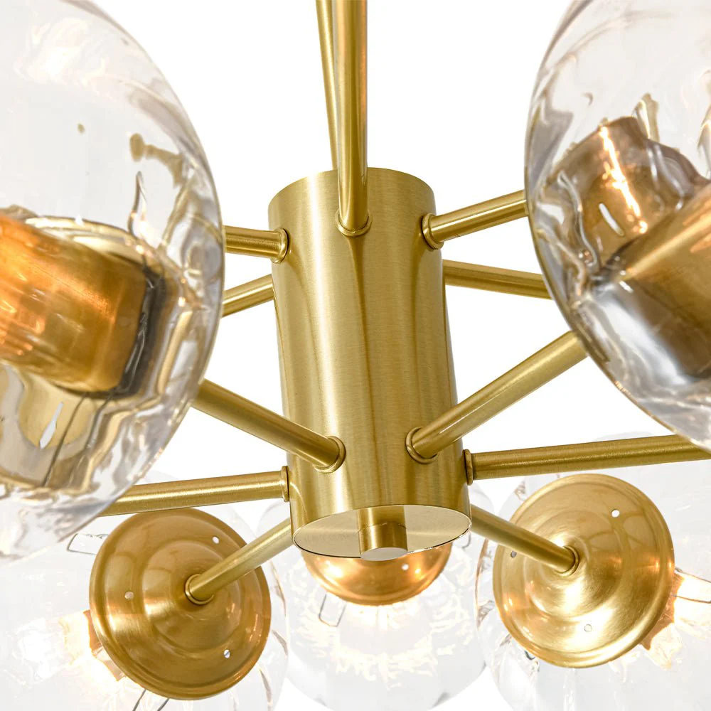 Tiered Ribbed Glass Globe Round Sputnik Chandelier - Image 16