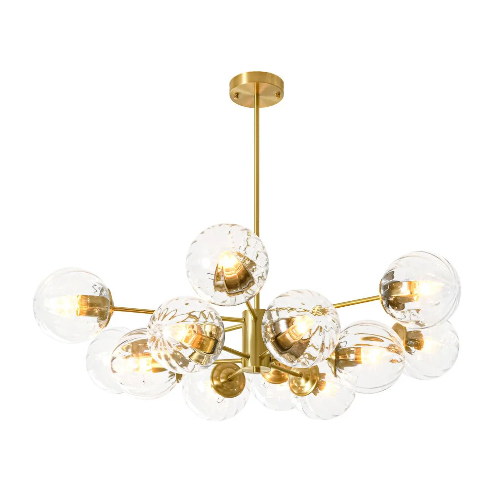 Tiered Ribbed Glass Globe Round Sputnik Chandelier - Image 7