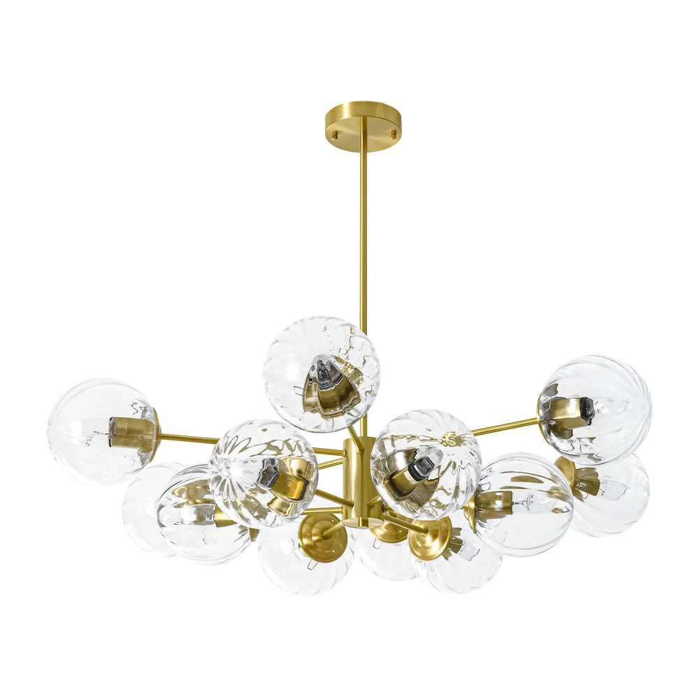 Tiered Ribbed Glass Globe Round Sputnik Chandelier - Image 8