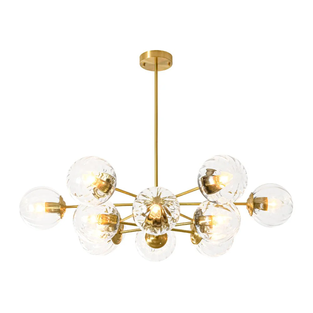 Tiered Ribbed Glass Globe Round Sputnik Chandelier - Image 9