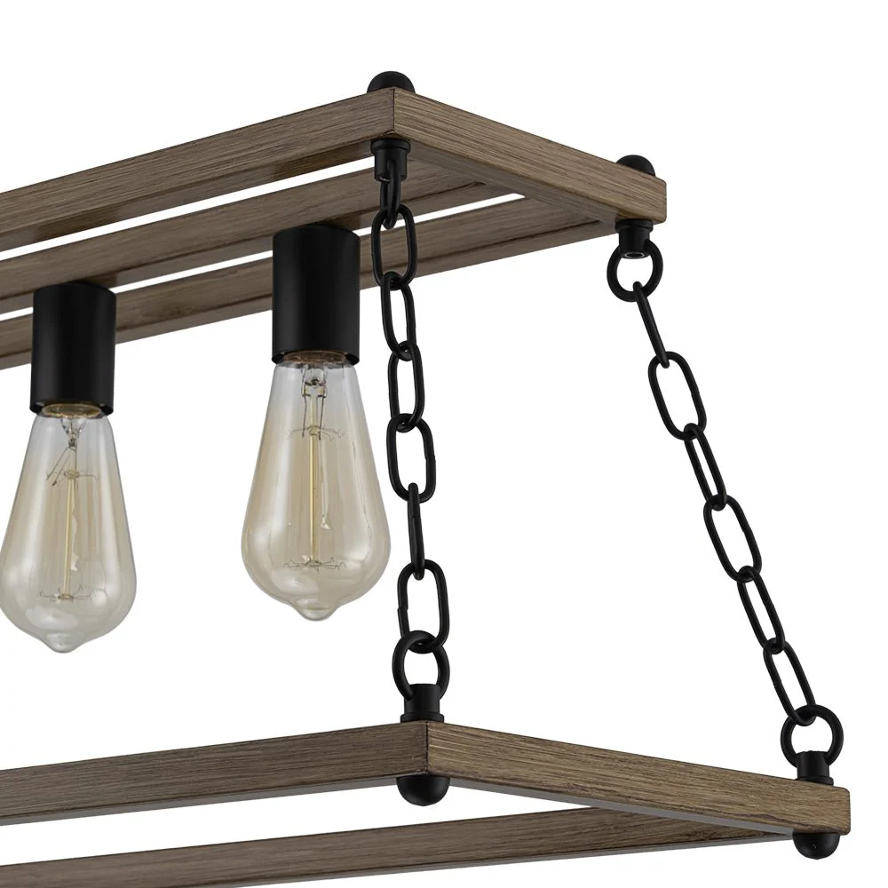 5-Light Trapezoid Wood Grain Chain Linear Island Chandelier - Image 14