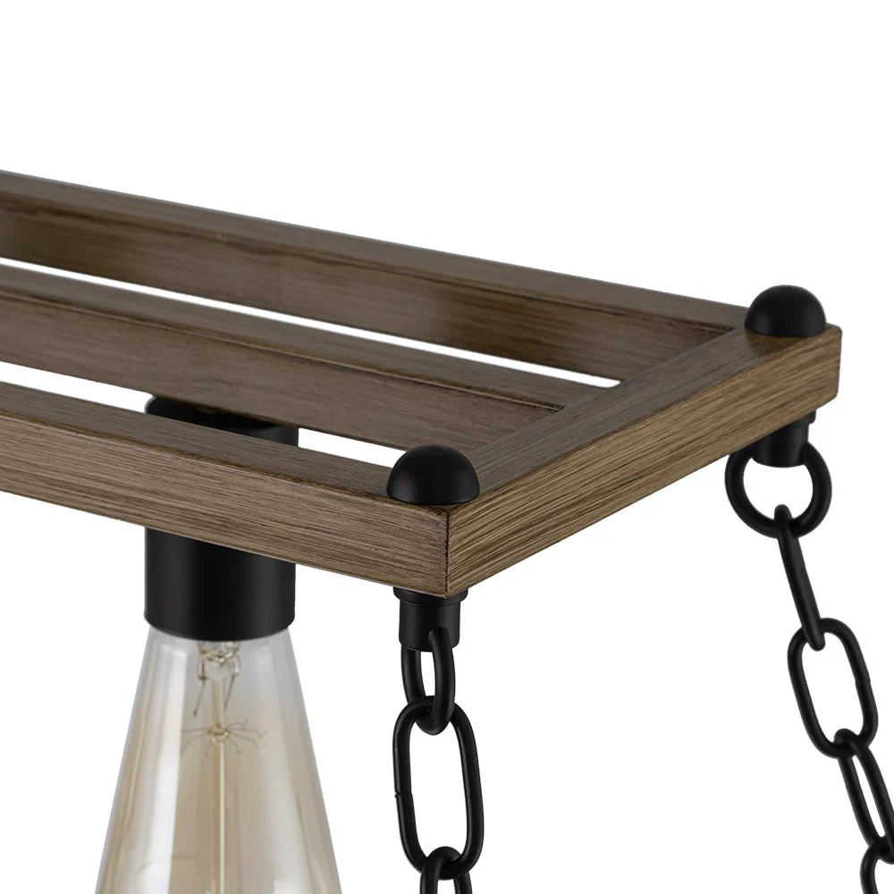 5-Light Trapezoid Wood Grain Chain Linear Island Chandelier - Image 16