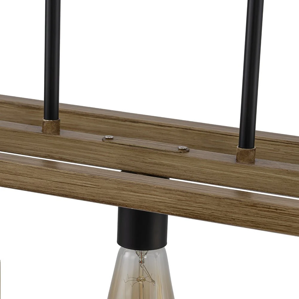 5-Light Trapezoid Wood Grain Chain Linear Island Chandelier - Image 18