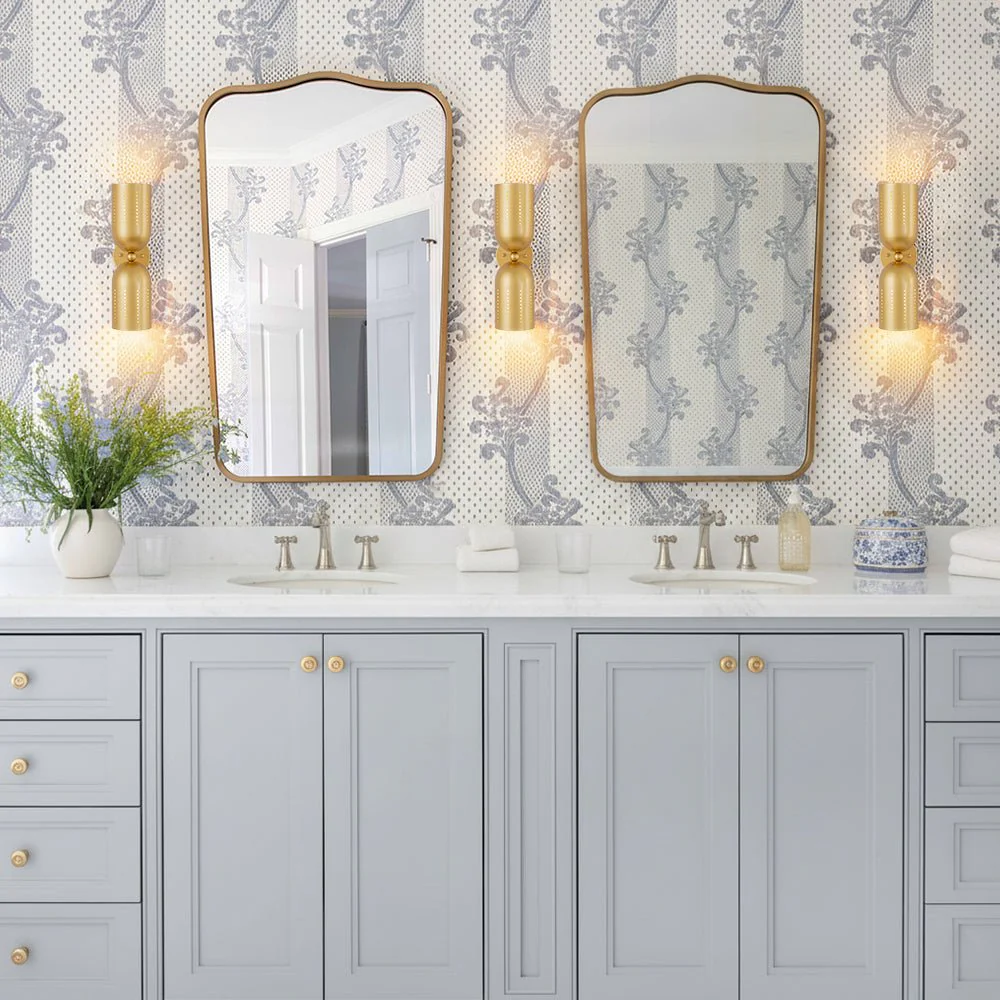 Tulip 2-Light Brass Up Down Hourglass Vanity Wall Sconce - Image 2