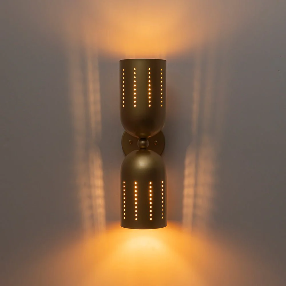 Tulip 2-Light Brass Up Down Hourglass Vanity Wall Sconce - Image 8
