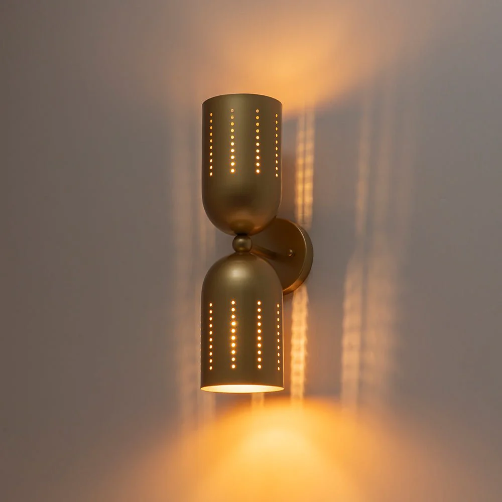 Tulip 2-Light Brass Up Down Hourglass Vanity Wall Sconce - Image 9