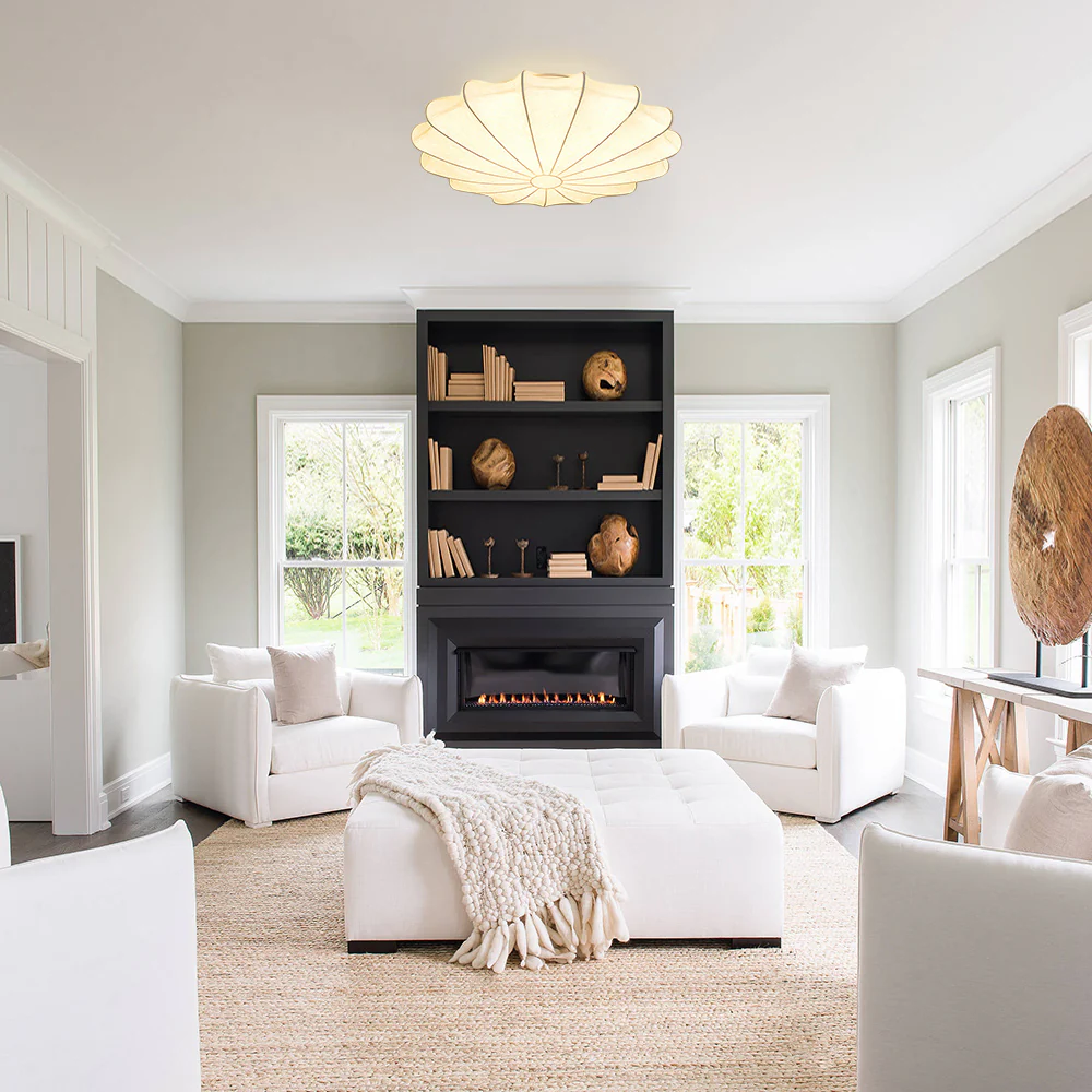 Mid-Century Modern White Flush Mount Light - Image 4