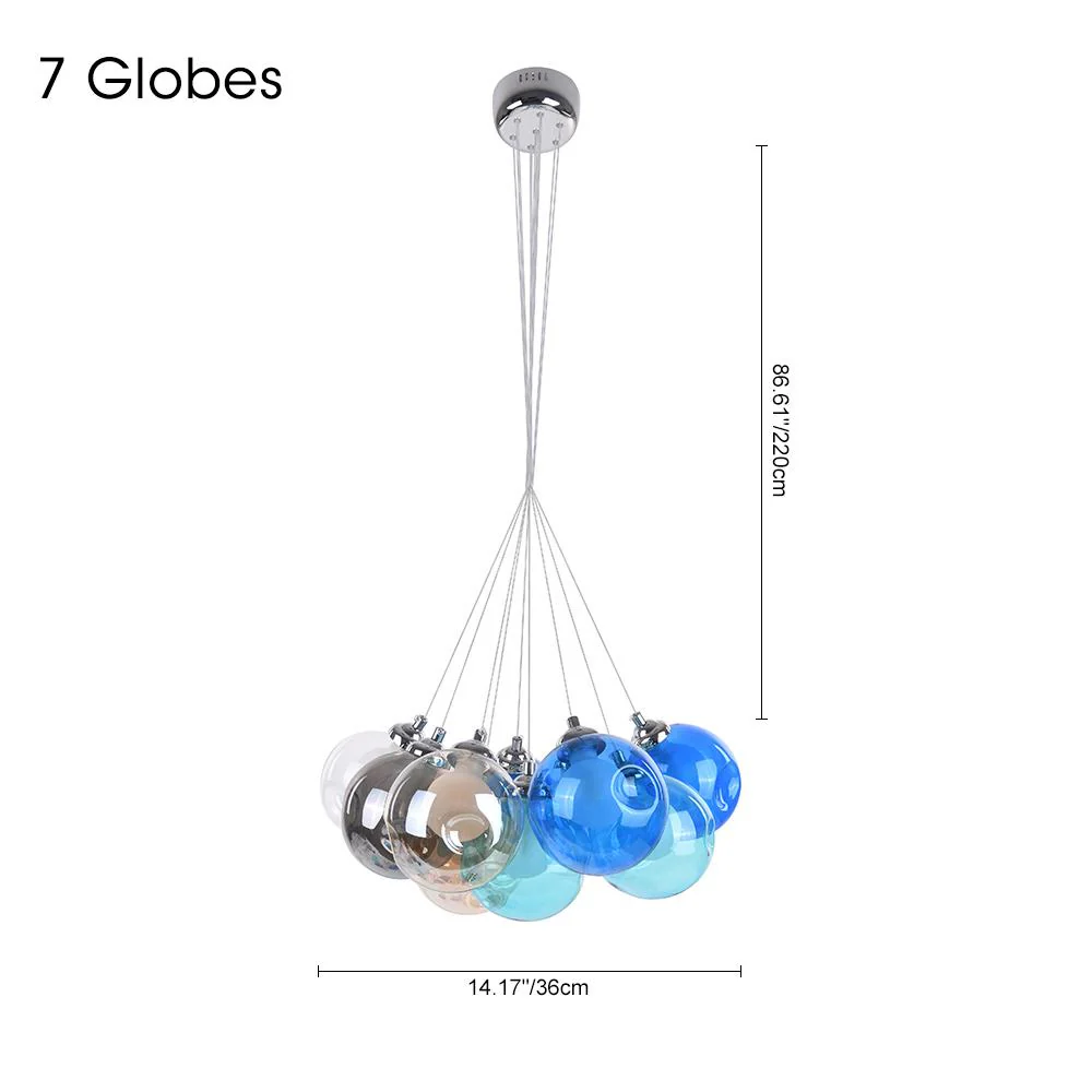 Unique Multi-Color Globe Cluster Chandelier - Image 13