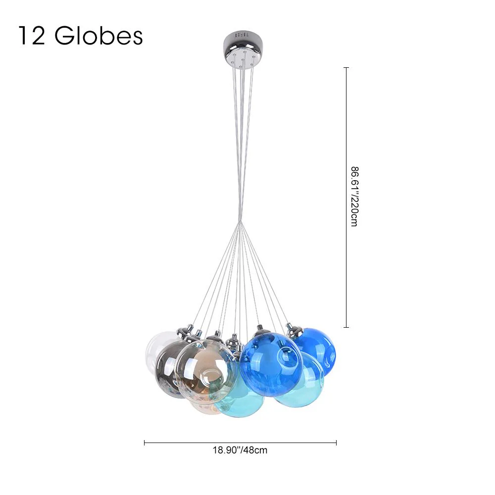 Unique Multi-Color Globe Cluster Chandelier - Image 17