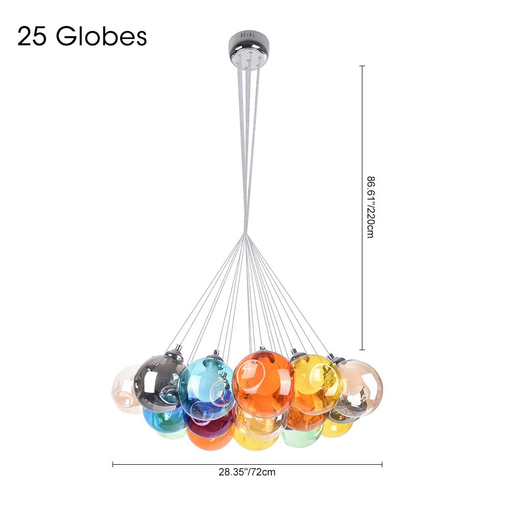 Unique Multi-Color Globe Cluster Chandelier - Image 22