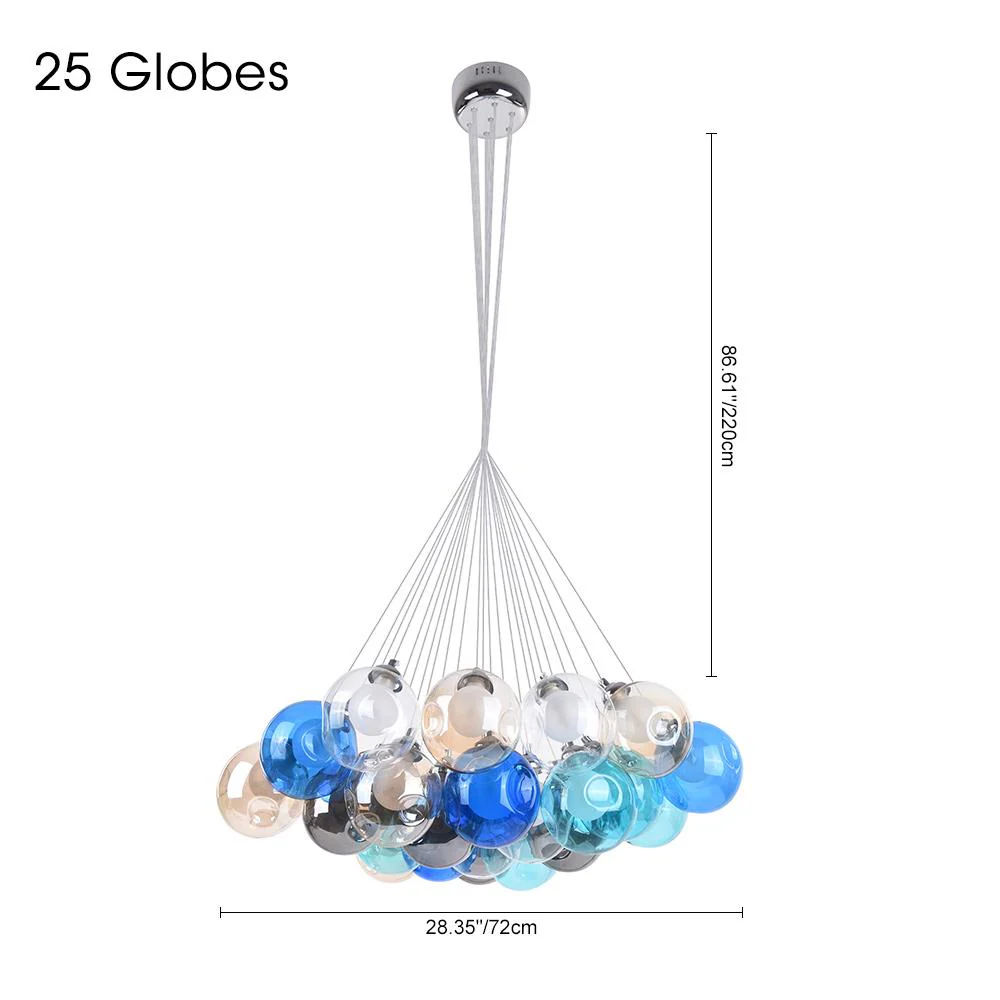 Unique Multi-Color Globe Cluster Chandelier - Image 23