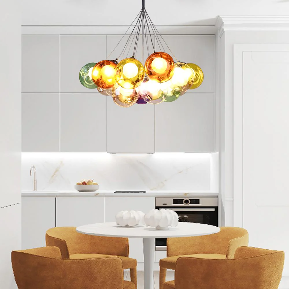 Unique Multi-Color Globe Cluster Chandelier - Image 4