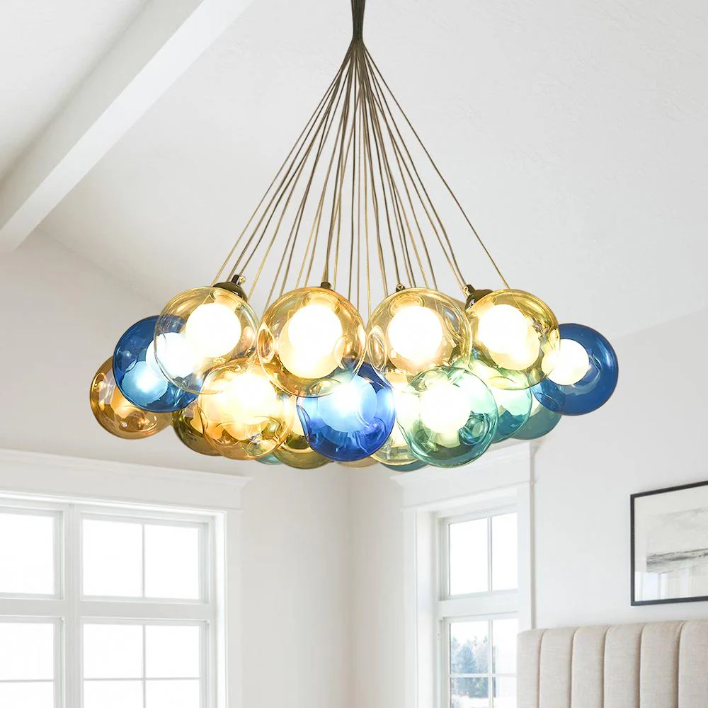 Unique Multi-Color Globe Cluster Chandelier - Image 5