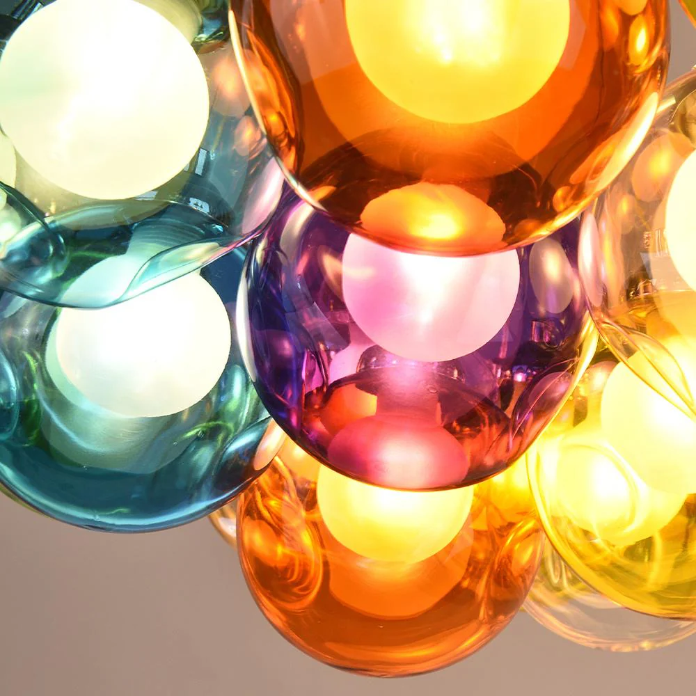Unique Multi-Color Globe Cluster Chandelier - Image 6