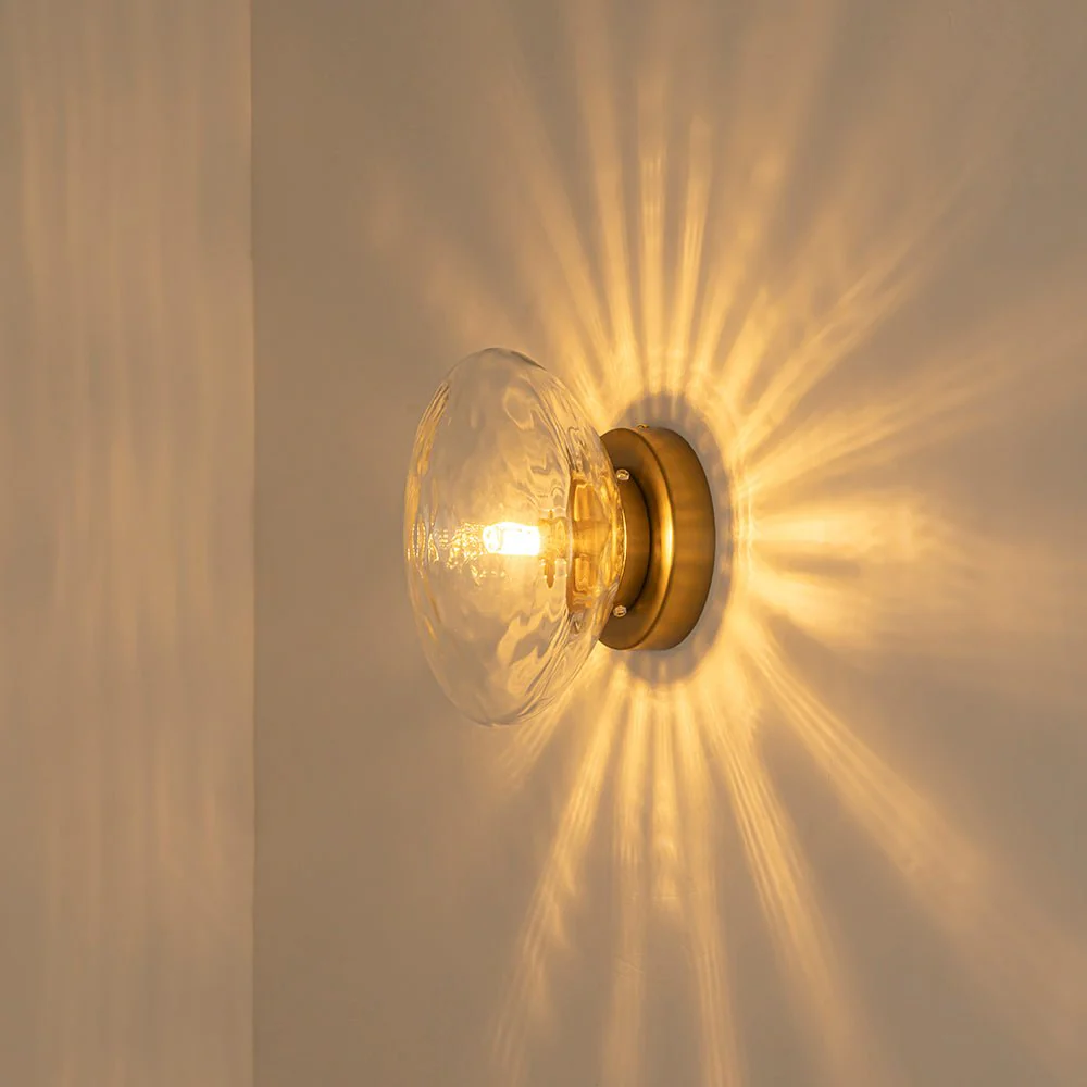 Versatile 1-Light Water Glass Oval Globe Semi Flush Wall Lamp - Image 14