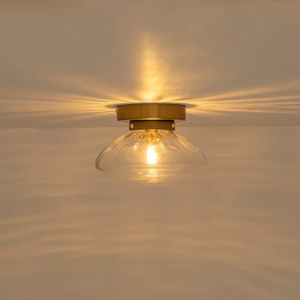 Versatile 1-Light Water Glass Oval Globe Semi Flush Wall Lamp - Image 6