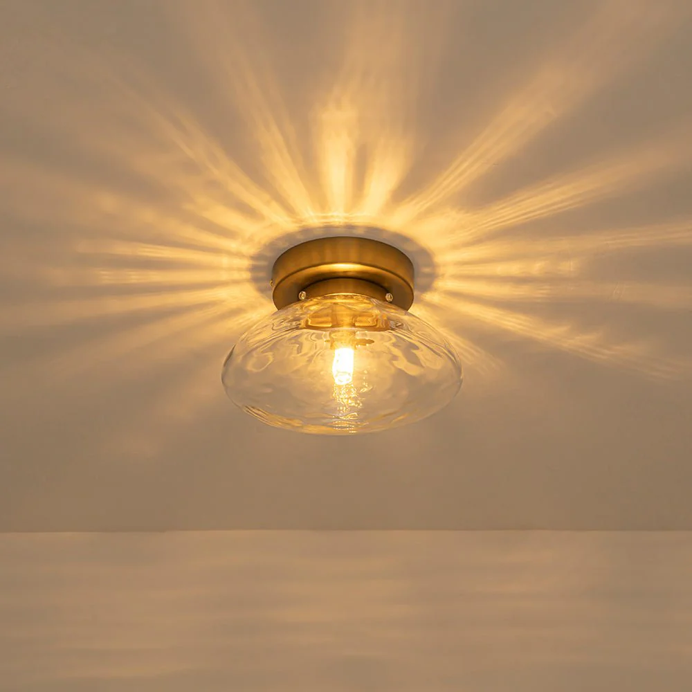 Versatile 1-Light Water Glass Oval Globe Semi Flush Wall Lamp - Image 7