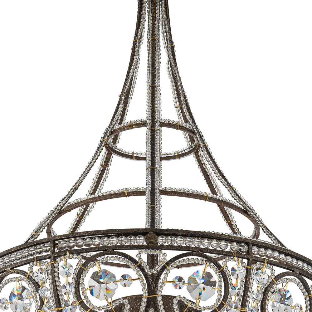 Victorian Antique Bronze Crystal Empire Chandelier - Image 11