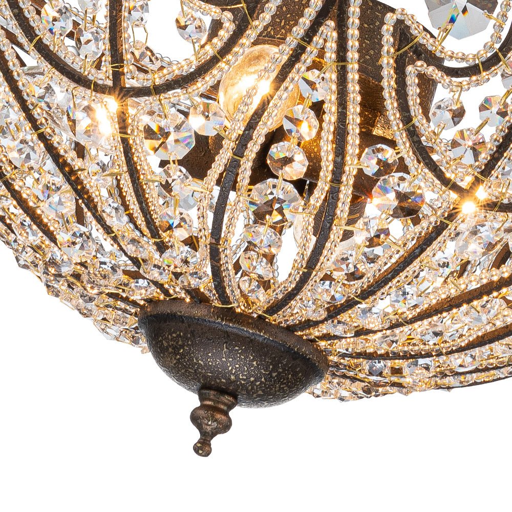 Victorian Antique Bronze Crystal Empire Chandelier - Image 7