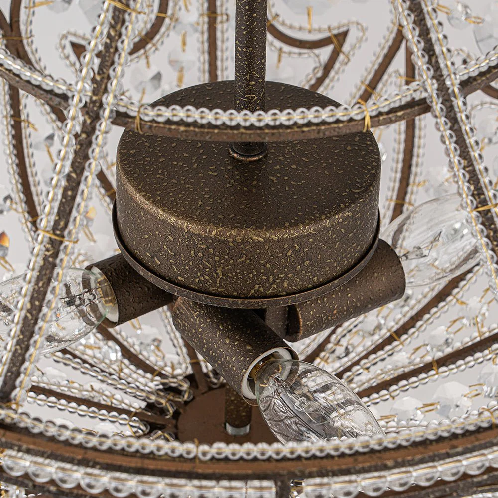 Victorian Antique Bronze Crystal Empire Chandelier - Image 9