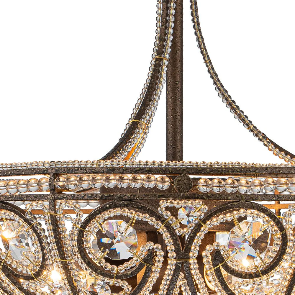 Victorian Antique Bronze Crystal Semi Flush Light - Image 11
