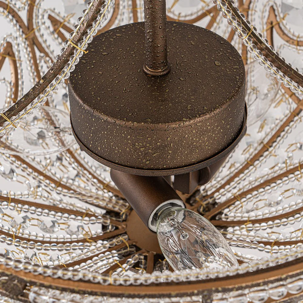 Victorian Antique Bronze Crystal Semi Flush Light - Image 12