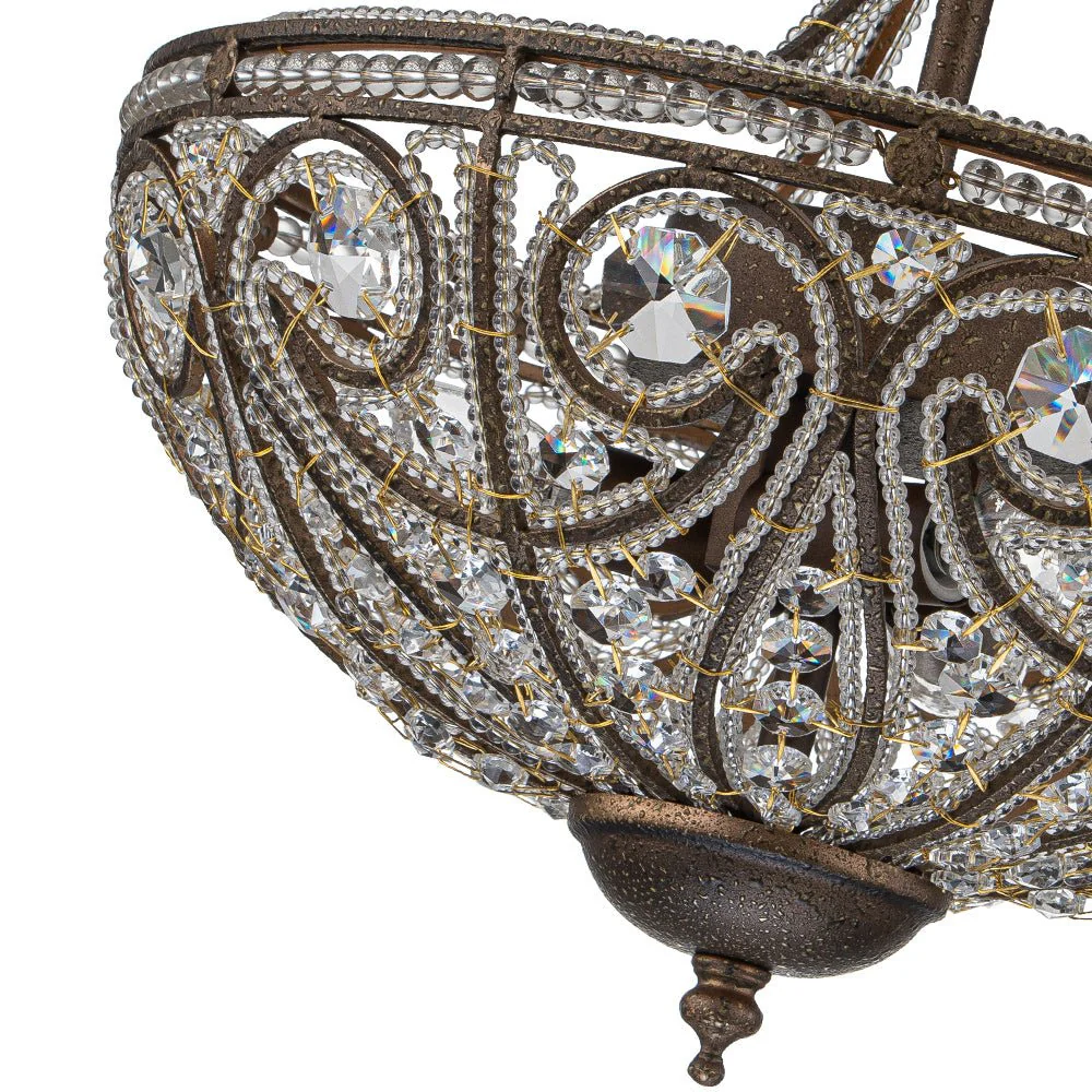 Victorian Antique Bronze Crystal Semi Flush Light - Image 14