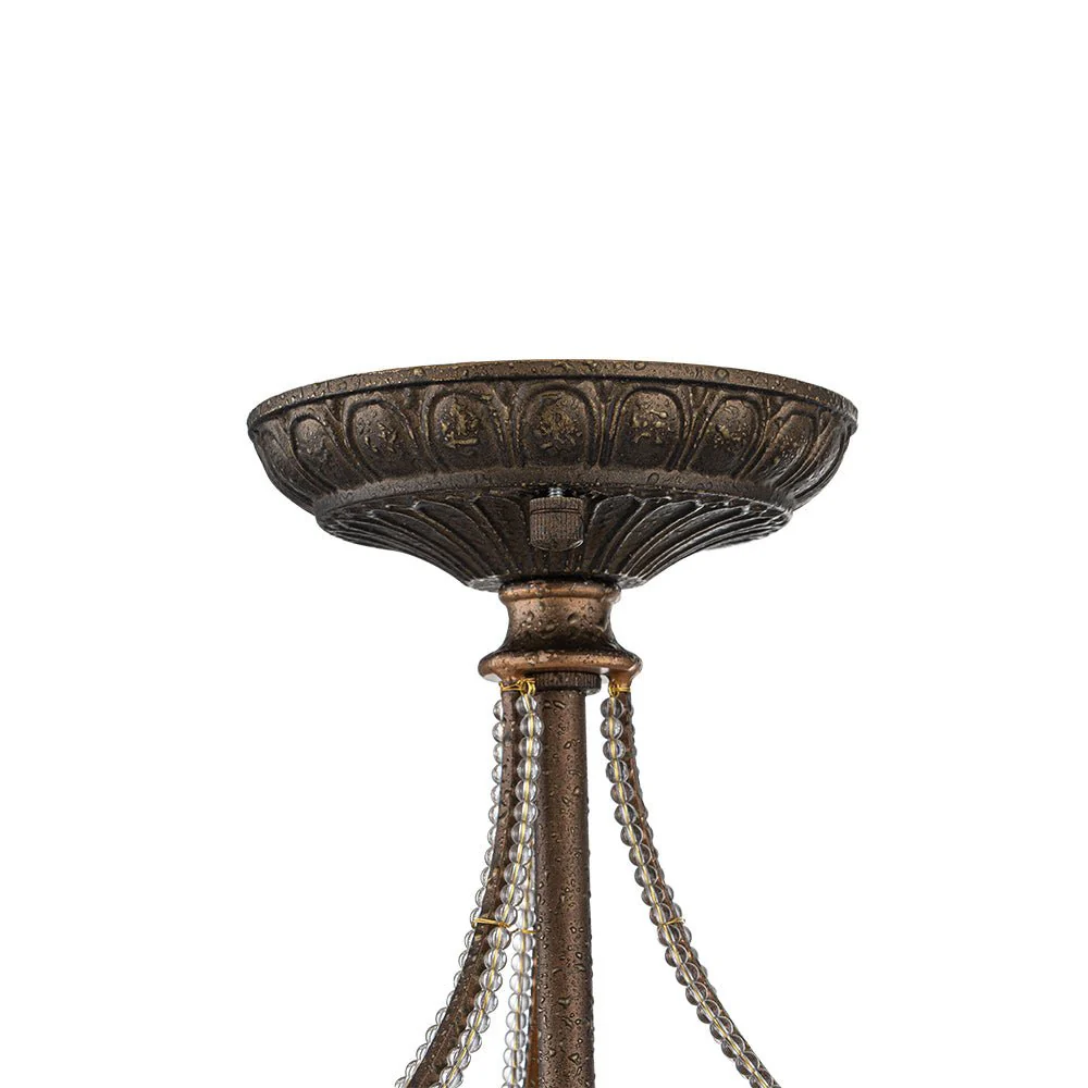 Victorian Antique Bronze Crystal Semi Flush Light - Image 15