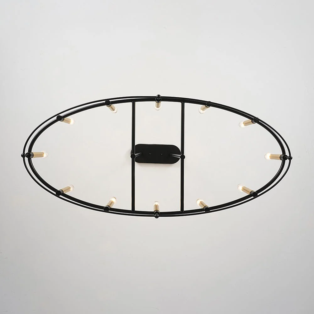 Vintage 12-Light Black Brass Candle Wide Island Chandelier - Image 18