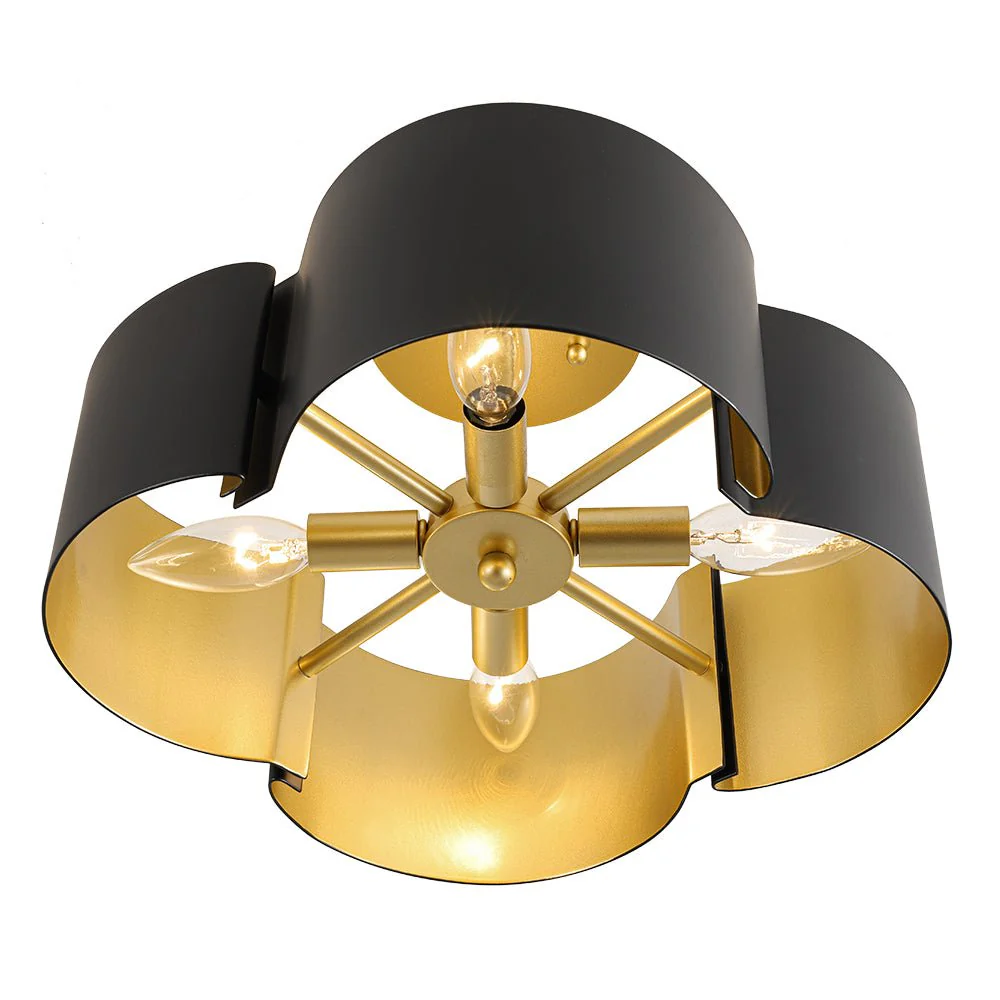 Vintage 4-Light Iron Quatrefoil Shade Semi Flush Mount - Image 11