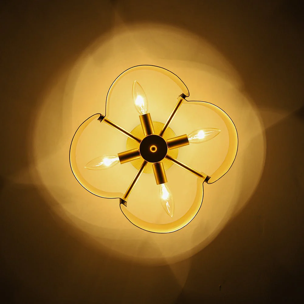 Vintage 4-Light Iron Quatrefoil Shade Semi Flush Mount - Image 12