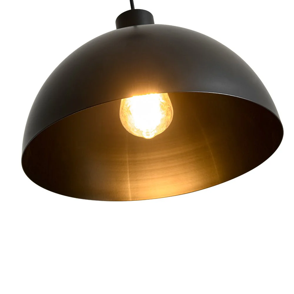 Vintage Antique Bronze 1-Light Iron Dome Pendant Light - Image 19