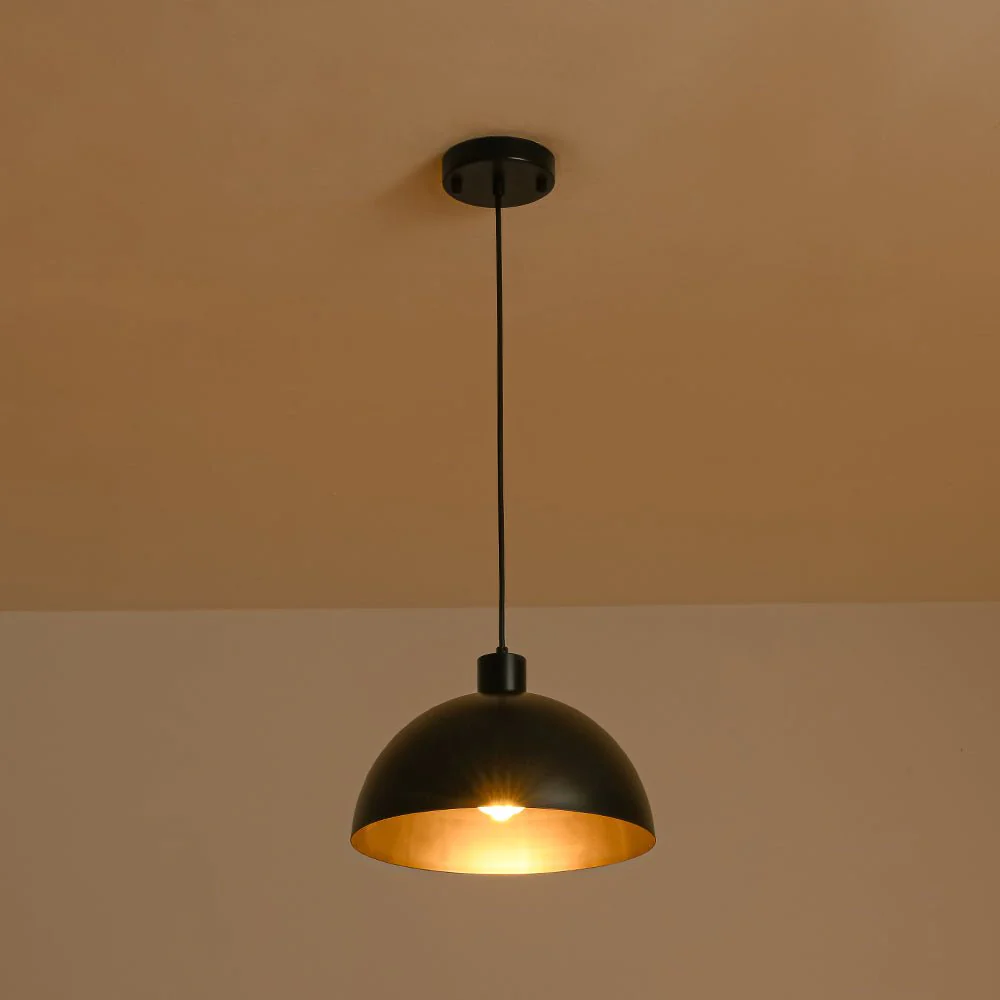 Vintage Antique Bronze 1-Light Iron Dome Pendant Light - Image 23