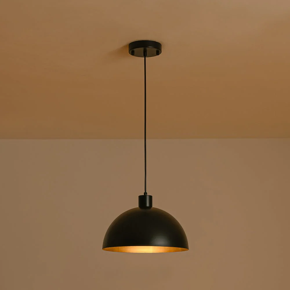 Vintage Antique Bronze 1-Light Iron Dome Pendant Light - Image 24