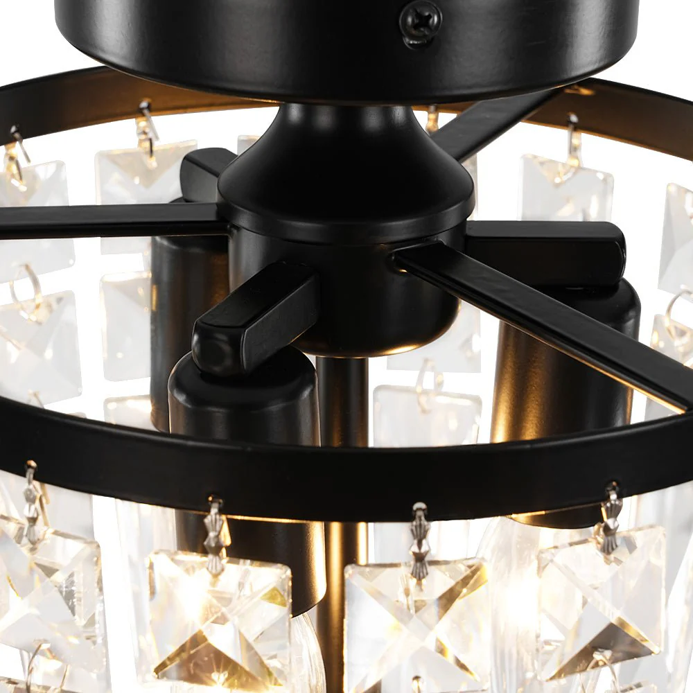 Vintage Black Draped Crystal Round Semi Flush Mount - Image 10