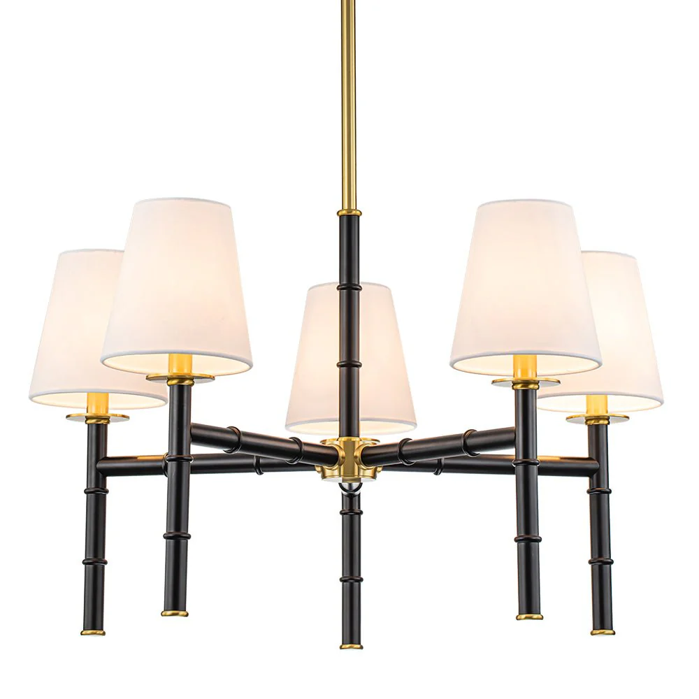(OpenBox) Vintage Chic 5-Light White Linen Shade Chandelier - Image 3