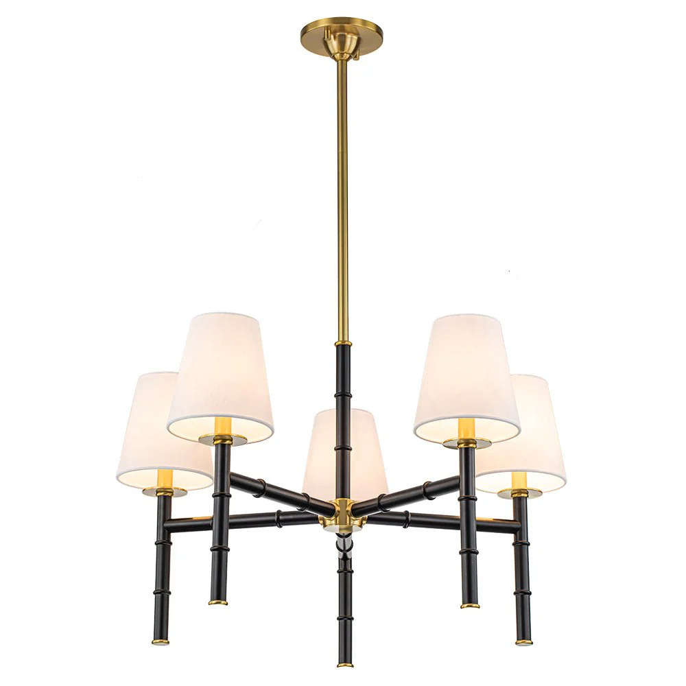 (OpenBox) Vintage Chic 5-Light White Linen Shade Chandelier - Image 5