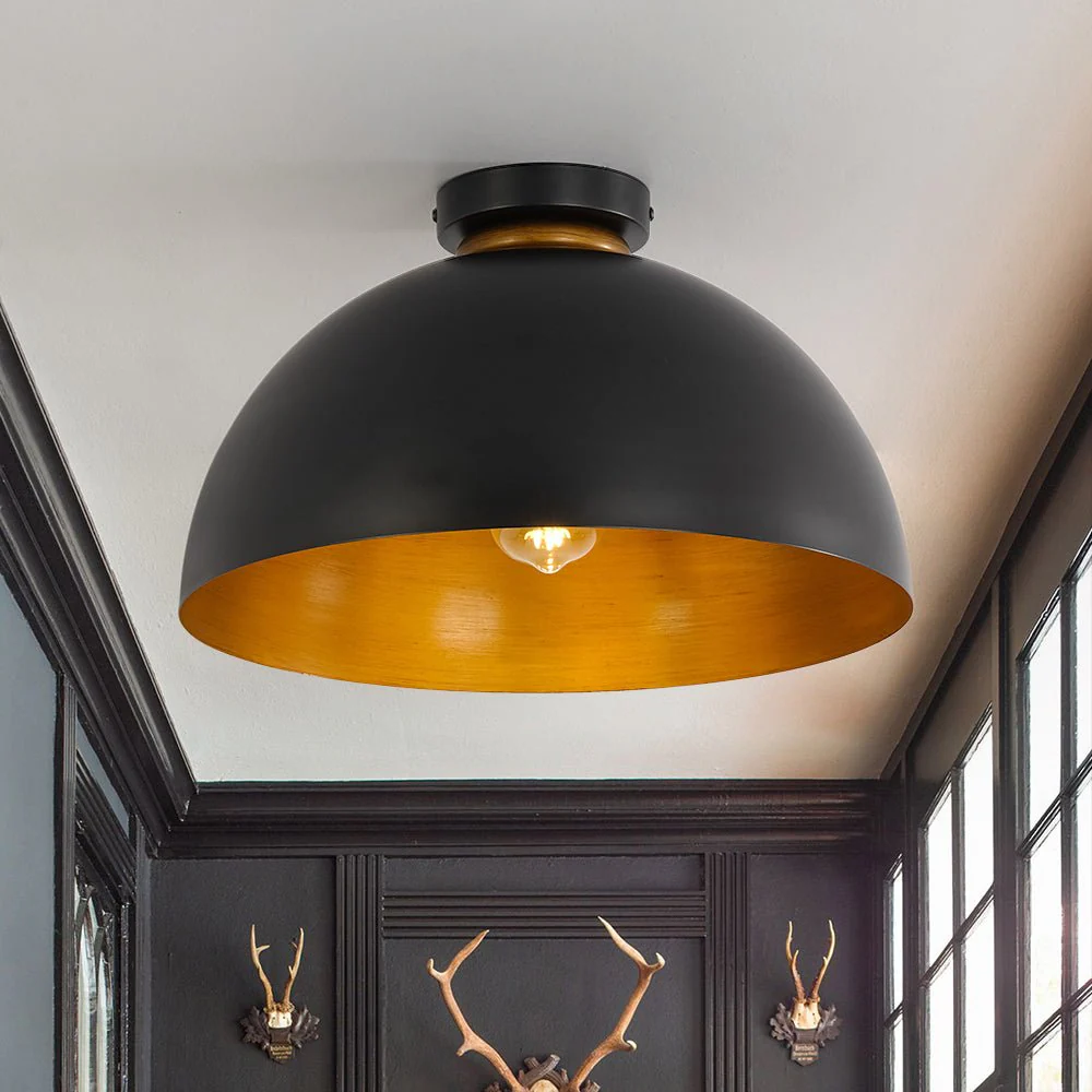 Vintage Farmhouse 1-Light Iron Dome Flush Mount Light - Image 2